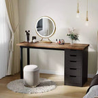 Bureau d'ordinateur de 119 cm avec 5 tiroirs de rangement, table d'étude/d'écriture réversible de style rustique moderne, poste de travail de bureau à domicile pour petits espaces