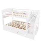 Lit superposé Whisen Twin XL avec lit gigogne, lit superposé avec rangement, lit superposé en bois massif, escalier de rangement, armoire, 3 tiroirs, pour enfants