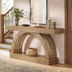 Table d'entrée Lantine de 63 pouces, table de canapé à 2 niveaux derrière le canapé, console étroite de style ferme avec arche unique pour le couloir, le salon, le foyer, naturelle