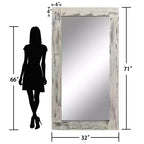 Miroir pleine longueur mural rectangulaire en bois massif marron 71x31 pouces, d'occasion, sans support de fixation