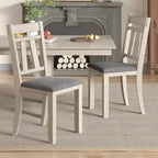 Chaises de salle à manger en bois massif VECELO avec assise en tissu de lin, ensemble de 2/4/6 chaises de salle à manger