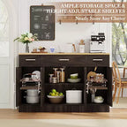 Buffet de cuisine Celebalcony avec rangement, grand buffet de cuisine de 135,6 cm avec 3 tiroirs et 4 portes, étagère réglable pour cuisine, salon