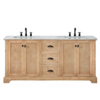 Meuble sous-vasque Hervas avec plateau en marbre naturel, sans miroir