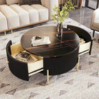 Table basse ronde moderne de 31,5 po avec grand tiroir de rangement