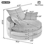 Fauteuil d'appoint pivotant à 360°, Fauteuil pivotant rond en forme de baril avec coussin pour salon