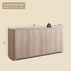 Buffet de cuisine avec 4 portes et étagères, grand buffet de rangement moderne, buffet de rangement de 66 po pour bar à café