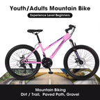 VTT Okak 24/26 pouces avec 21 vitesses et double freins à disque, vélo pour enfants avec suspension avant de 100 mm, Dirt Bike pour adolescents et femmes