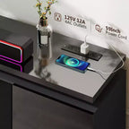 Meuble TV Skyzoo avec foyer électrique intégré, pour téléviseurs jusqu'à 80 pouces, avec lumières LED et 4 prises CA, console TV pour salon