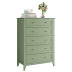 Commode à 5 tiroirs de 108 cm de haut pour chambre à coucher, armoire de rangement en bois avec tiroirs de 30 cm de profondeur et poignées en métal doré, idéale pour l'entrée ou le couloir