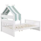 Lit cabane en bois ModernLuxe (taille lit simple/double) avec tête de lit de rangement, cadre de lit pour enfants en pin massif avec barrières de sécurité