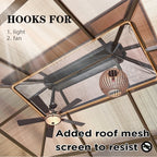 Tonnelle EROMMY à toit rigide, pergola extérieure avec double toit, moustiquaire et rideaux, auvent robuste pour patio, jardin, fête au bord de la piscine