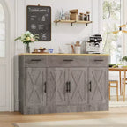 Buffet de cuisine Celebalcony avec rangement, grand buffet de cuisine de 135,6 cm avec 3 tiroirs et 4 portes, étagère réglable pour cuisine, salon