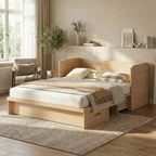 Lit armoire escamotable convertible Mjkone Queen Size avec chargement USB, tiroirs de rangement, matelas non inclus