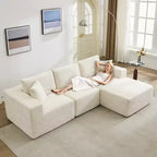 Canapé moderne 108, canapé 3 places rembourré en forme de L avec oreillers, canapé à assise profonde, aucun assemblage requis