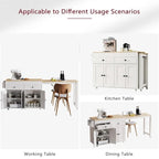 Îlot de cuisine Abner avec table à manger extensible