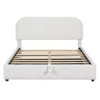 Lit capitonné Queen Size avec rangement escamotable - Blanc