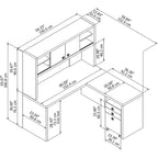 Bureau d'angle Echo avec huche et tiroirs