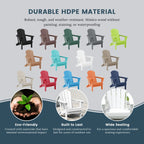 Chaise Adirondack pliante d'extérieur tout temps Polytrends Laguna résistante à la décoloration pour patio