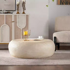 Table basse ronde en MgO au design imitation pierre pour salons de style Mid-Century