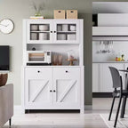 Armoire de cuisine avec support pour micro-ondes, armoire de type « hutch » avec buffet et étagères réglables, pour la cuisine et la salle à manger