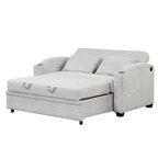 61.6 Canapé-lit convertible moderne en chenille avec ports USB, porte-gobelets et dossier réglable pour salon, appartement