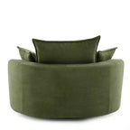 Fauteuil d'appoint pivotant à 360°, Fauteuil pivotant rond en forme de baril avec coussin pour salon