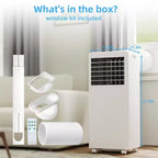 Climatiseur portable 8 000 BTU - 3-en-1 : refroidissement, déshumidificateur et ventilateur pour 32,5 m² avec mode nuit et garantie d'un an
