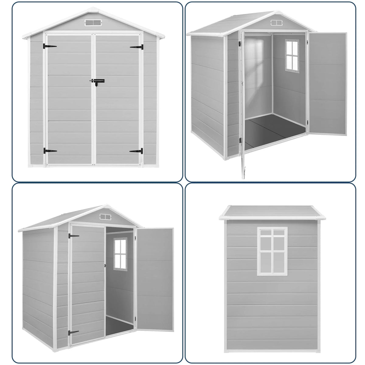 Abri de jardin en résine toutes saisons avec plancher, 1,8 m x 1,2 m/1,8 m x 2,4 m/2,4 m x 1,8 m/2,4 m x 3 m, Spire Tool Shed