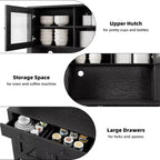 Armoire de cuisine avec support pour micro-ondes, armoire de type « hutch » avec buffet et étagères réglables, pour la cuisine et la salle à manger