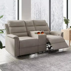 Canapé inclinable 2 places en tissu technique beige/gris, dossier et repose-pieds réglables