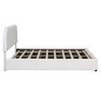 Lit capitonné Queen Size avec rangement escamotable - Blanc