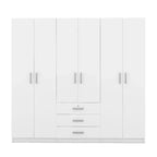 Armoire 6 portes en bois avec tiroirs pour chambre à coucher