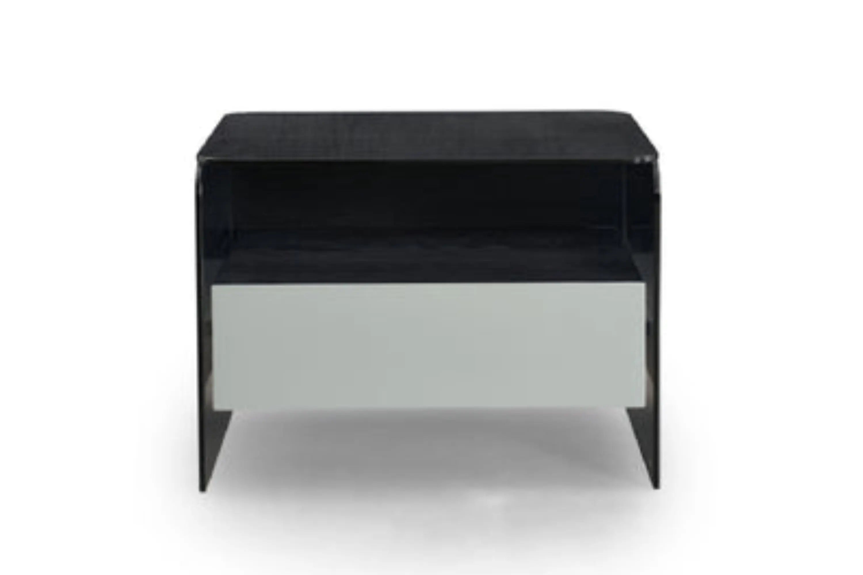 Table de chevet minimaliste en verre noir pour chambres modernes