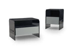 Table de chevet minimaliste en verre noir pour chambres modernes