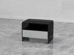 Table de chevet minimaliste en verre noir pour chambres modernes