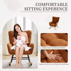 Fauteuil à bascule pour chambre d'enfant, Fauteuil à bascule pour salon pour l'allaitement, Fauteuils d'appoint confortables pour chambre à coucher, Fauteuils rembourrés en peluche Teddy pour l'intérieur