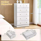 Grande commode à 6 tiroirs Karl Home pour chambre à coucher et commode à tiroirs avec construction robuste en bois, organisateur de rangement pour placard, en blanc
