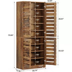 Lantine Meuble à chaussures haut 70,8" avec portes persiennes, meuble de rangement vertical pour 27 paires de chaussures à 9 niveaux