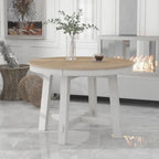 Table de salle à manger ronde extensible de style ferme avec 16 rallonges en bois