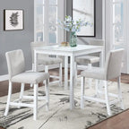 Ensemble de salle à manger moderne 5 pièces avec table carrée hauteur comptoir et 4 chaises rembourrées