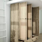 Armoire en rotin Famapy à 3 tiroirs, placard à 3 portes en rotin respirant, armoire de rangement haute de style ferme pour chambre à coucher