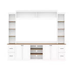 Meuble TV mural 4-en-1 ModernLuxe de style campagnard, convient aux téléviseurs jusqu'à 70 pouces, meuble TV console multimédia avec étagères réglables et tiroirs
