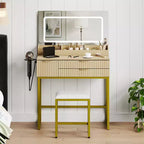 Coiffeuse avec miroir et lumières, miroir lumineux à LED, tiroirs de rangement spacieux pour produits cosmétiques et articles de toilette