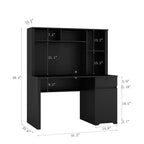 Bureau informatique moderne de 130 cm avec huche et étagère, bureau avec grand rangement, bureau d'écriture pour l'étude, salle de lecture