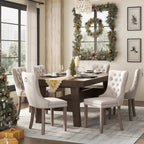 Chaise de salle à manger capitonnée en velours avec pieds en bois massif, lot de 6