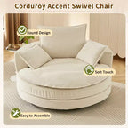 Fauteuil d'appoint pivotant à 360°, Fauteuil pivotant rond en forme de baril avec coussin pour salon