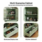 Meuble de rangement, Meuble bas en bois avec 1 tiroir et 2 portes vitrées, Buffet de style rustique avec rangement pour salon