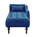 Chaise longue moderne de 154 cm avec revêtement en velours, boutons capitonnés, pieds en bois massif et clous de tapissier