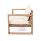 Ensemble de meubles de patio en bois d'acacia, ensemble de conversation extérieur avec table basse et coussins moelleux pour jardin, véranda et balcon, Beige - Merax