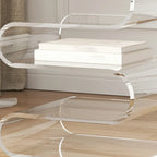 Table d'appoint contemporaine en acrylique en forme de S avec rangement